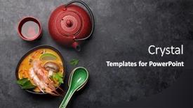  Presentation with green coconut - Colorful slides enhanced with tom-yum-traditional-thai-soup backdrop and a dark gray colored foreground