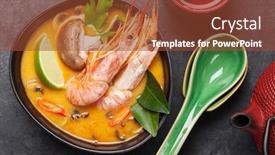  Presentation with green coconut - Audience pleasing slides consisting of tom-yum-traditional-thai-soup backdrop and a tawny brown colored foreground