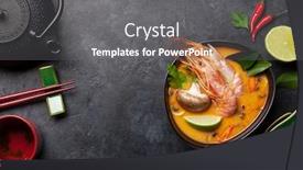  Presentation with green coconut - Presentation theme with tom-yum-traditional-thai-soup background and a gray colored foreground