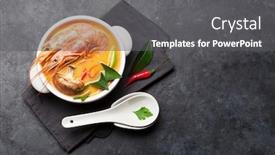  Presentation with milk coconut - Colorful PPT theme enhanced with tom-yum-traditional-thai-soup backdrop and a dark gray colored foreground