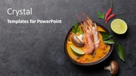  Presentation with milk coconut - Presentation design consisting of tom-yum-traditional-thai-soup background and a gray colored foreground