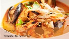  Presentation with spicy food - PPT layouts with tom-yum-with-seafood background and a gold colored foreground