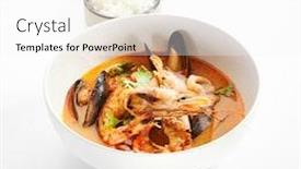  Presentation with thailand food - Beautiful theme featuring tom-yum-with-seafood backdrop and a white colored foreground