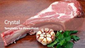  Presentation with steak - Slides featuring tomahawk rib beef steak raw background and a coral colored foreground