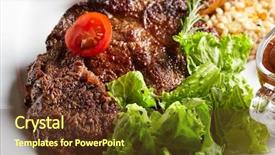  Presentation with barbecue ribs - Beautiful PPT layouts featuring tomahawk steak - grilled restaurant food - veal backdrop and a tawny brown colored foreground