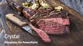  Presentation with steak - Theme enhanced with tomahawk steak background and a tawny brown colored foreground
