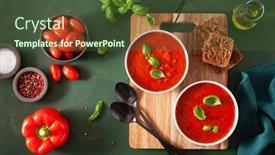  Presentation with vegetarian - Audience pleasing theme consisting of tomato-and-bell-pepper-vegetarian backdrop and a tawny brown colored foreground