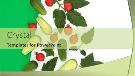  Presentation with grown - Presentation design with tomato-and-cucumber-salad-vegetable background and a yellow colored foreground