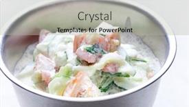  Presentation with cucumber cream - Cool new PPT theme with tomato-and-cucumber-salad backdrop and a light gray colored foreground