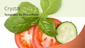  Presentation with tomato - Presentation theme with tomato-and-cucumber-slices-basil background and a yellow colored foreground