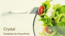  Presentation with healthy eating - Audience pleasing presentation design consisting of tomato and lettuce in glas backdrop and a  colored foreground