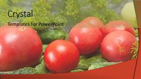  Presentation with tom yum kung traditional food - PPT theme consisting of tomato and paprika with inflorescence background and a gold colored foreground