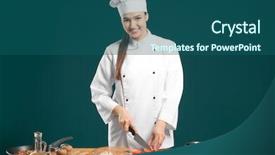  Presentation with lathe cutting tools - Slides with tomato at table against color background and a ocean colored foreground