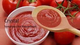  Presentation with tomato - Presentation enhanced with tomato cream spoon and bowl background and a red colored foreground