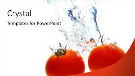  Presentation with gravity rain blue water drop splash - Slide deck enhanced with tomato drop in water splash background and a white colored foreground