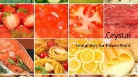  Presentation with healthy food - Presentation featuring tomato egg - collection of healthy fresh food background and a red colored foreground