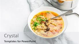  Presentation with drop - PPT theme featuring tomato-egg-drop-soup background and a  colored foreground
