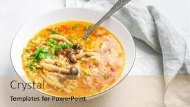 Presentation with chinese food - Theme enhanced with tomato-egg-drop-soup background and a yellow colored foreground