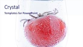  Presentation with glass of water - PPT theme with tomato in glass of water background and a  colored foreground