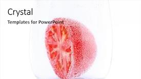  Presentation with fresh water splash green apple isolated white - Presentation theme enhanced with tomato in glass of water background and a  colored foreground