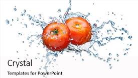  Presentation with spring holy water - Slide deck enhanced with tomato in spray of water background and a white colored foreground