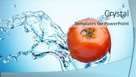  Presentation with spray - Theme with tomato in spray of water background and a cool aqua colored foreground