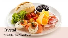  Presentation with bacon - Audience pleasing presentation consisting of tomato jam - breakfast - boiled egg bacon backdrop and a yellow colored foreground