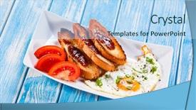 Presentation with fresh toast sandwiches egg - Slide deck enhanced with tomato jam - breakfast - fried egg toasts background and a light blue colored foreground