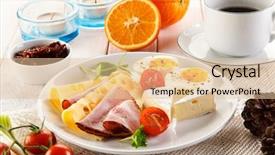  Presentation with cheese - Slides with tomato jam - breakfast with boiled egg ham background and a lemonade colored foreground