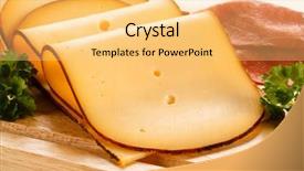  Presentation with vegetable cutting board - Audience pleasing slide set consisting of tomato jam - cheese on cutting board backdrop and a yellow colored foreground