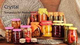  Presentation with jam - Slides having tomato jam - different conservations on shelves background and a coral colored foreground