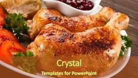 Presentation with grilled chicken - PPT layouts with tomato jam - grilled chicken drumsticks and vegetables background and a crimson colored foreground