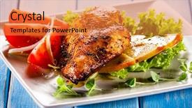  Presentation with for food chemistry of apples - Colorful theme enhanced with tomato jam - grilled chicken fillet with apples backdrop and a gold colored foreground