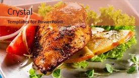  Presentation with grilled chicken - Cool new PPT theme with tomato jam - grilled chicken fillet with apples backdrop and a gold colored foreground