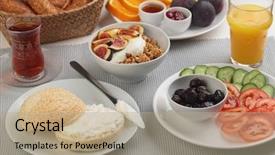  Presentation with granola - Beautiful slides featuring tomato jam - turkish breakfast with cream cheese backdrop and a coral colored foreground