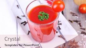  Presentation with tomato juice - Cool new presentation theme with tomato juice in glass and fresh vegetables on napkin on wooden background backdrop and a coral colored foreground
