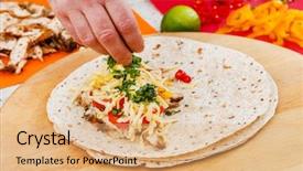  Presentation with tortilla - Presentation theme having chef making tortilla background and a coral colored foreground