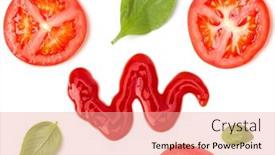  Presentation with tomato ketchup - Theme having tomato-ketchup-drops-creative-layout background and a coral colored foreground