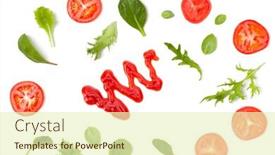  Presentation with tomato ketchup - Presentation theme featuring tomato-ketchup-drops-creative-layout background and a soft green colored foreground