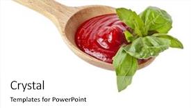  Presentation with tomato ketchup - Beautiful presentation theme featuring pasta sauce - tomato ketchup with green herb backdrop and a white colored foreground