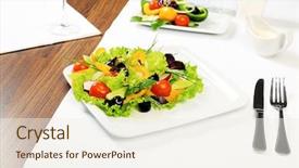  Presentation with jar food canning vegetable canned - Cool new PPT layouts with tomato leaf miner - food theme fresh vegetable salad backdrop and a  colored foreground