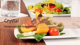  Presentation with jar food canning vegetable canned - Colorful PPT layouts enhanced with tomato leaf miner - food theme fresh vegetable salad backdrop and a  colored foreground