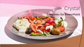  Presentation with palm leaves - Slide deck featuring tomato-olives-and-mozzarella-salad background and a lemonade colored foreground