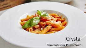  Presentation with penne pasta - Theme consisting of tomato penne pasta al dente background and a  colored foreground