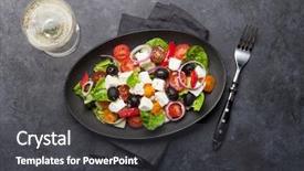  Presentation with wine cheese - Cool new slide deck with tomato pepper lettuce onion feta backdrop and a dark gray colored foreground