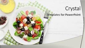  Presentation with olive oil - Audience pleasing slide set consisting of tomato pepper lettuce onion feta backdrop and a white colored foreground