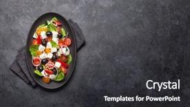  Presentation with greek feta cheese famous dairy - Cool new PPT theme with tomato pepper lettuce onion feta backdrop and a dark gray colored foreground