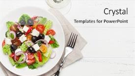  Presentation with feta cheese - Presentation design having tomato pepper lettuce onion feta background and a white colored foreground