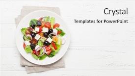  Presentation with feta cheese - Theme having tomato pepper lettuce onion feta background and a white colored foreground