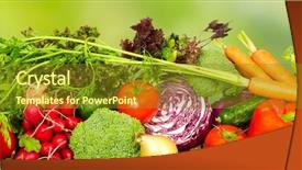  Presentation with green organic chemistry - Presentation theme consisting of tomato plant - fresh organic vegetables over green background and a  colored foreground